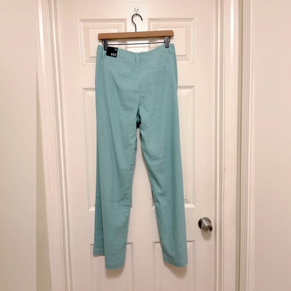 Kut from the Kloth High-Rise Wide Leg Pants in Aqua Blue - Picture 7 of 10